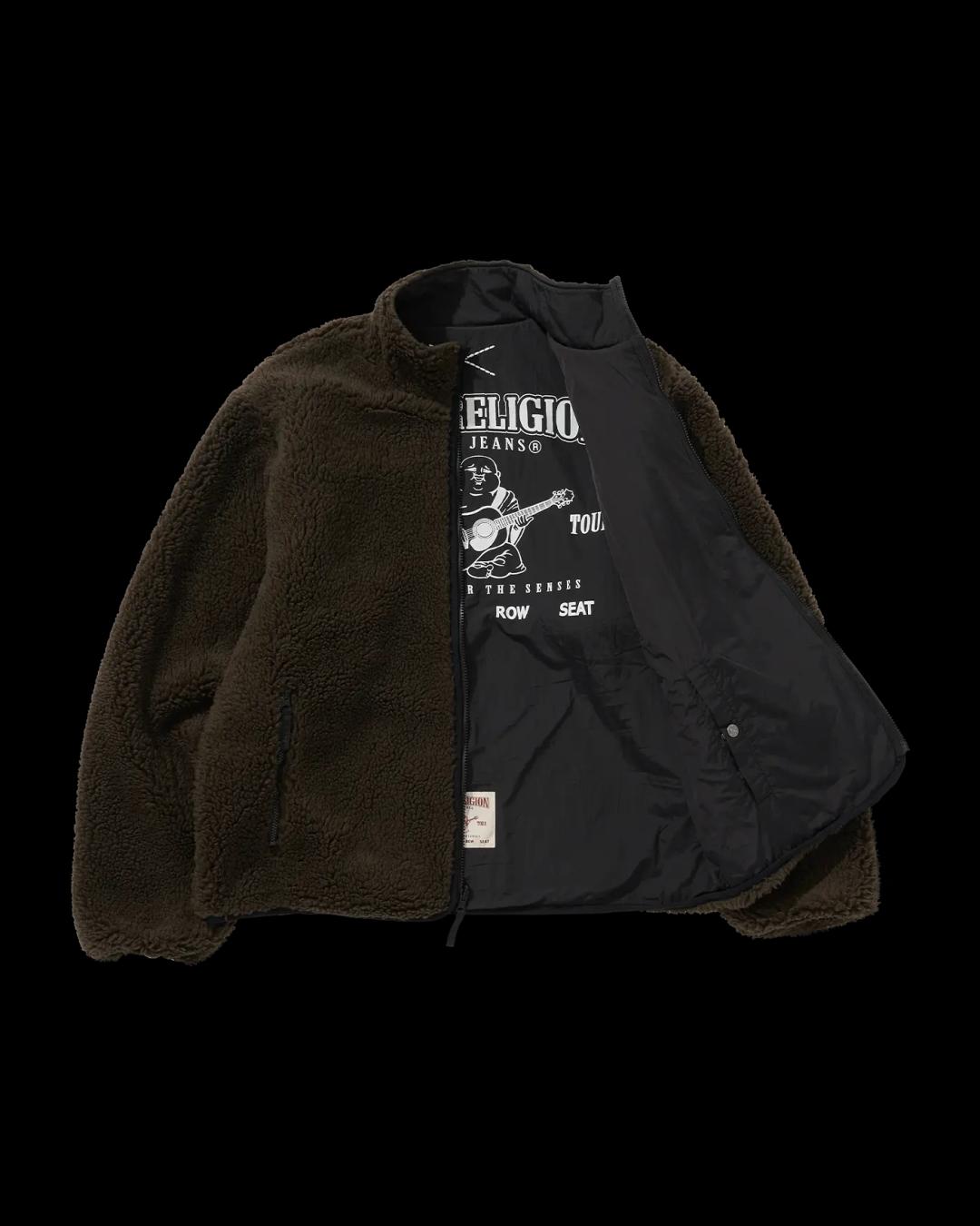 트루릴리젼 O.G 로고 리버시블 플리스 자켓 카키 TR24FWRJ01MKK | 카시나 KASINA