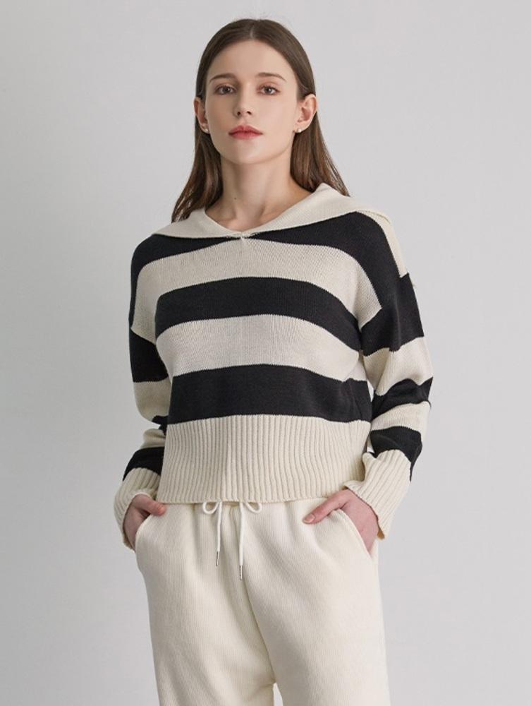 [15% 쿠폰]세일러넥 스트라이프 스웨터(VXBLKE6)