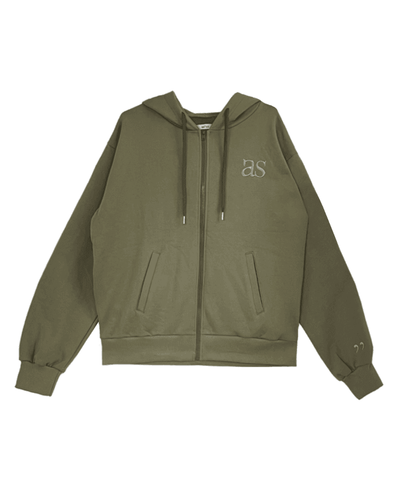 as"on Logo training hood zip-up (Khaki)