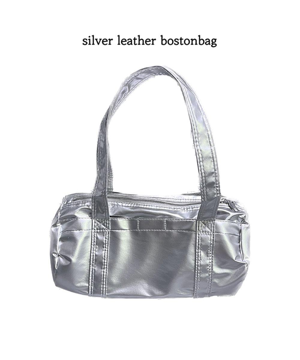 106 - silver leather bostonbag