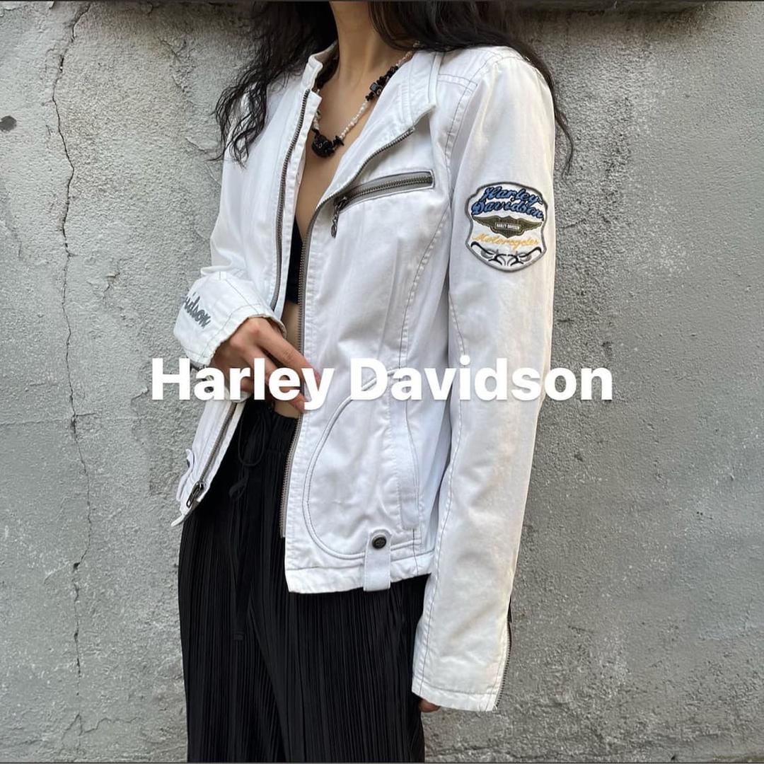할리데이비슨 올 화이트 바이커자켓