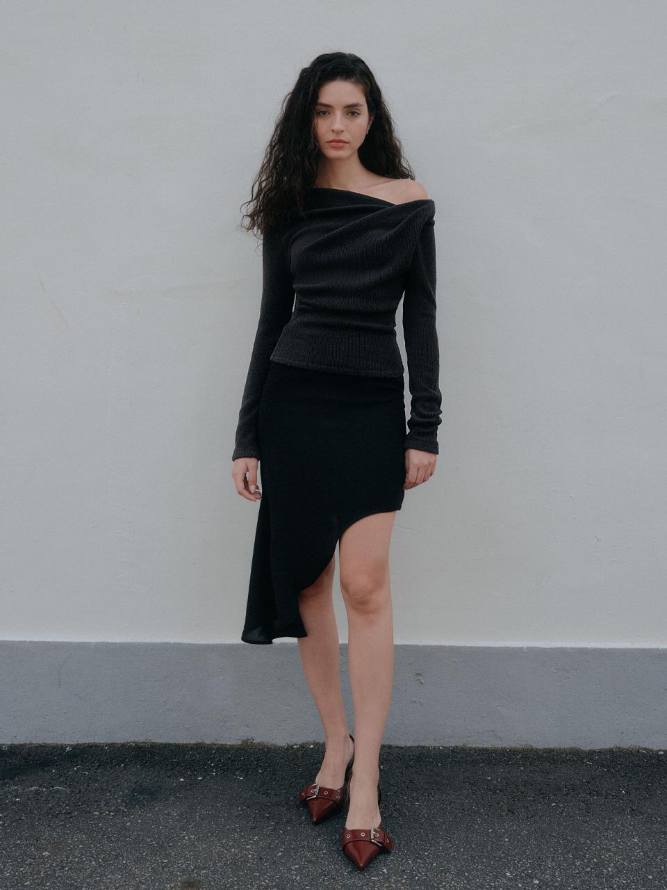 ANNA UNBALANCE SKIRT_BLACK