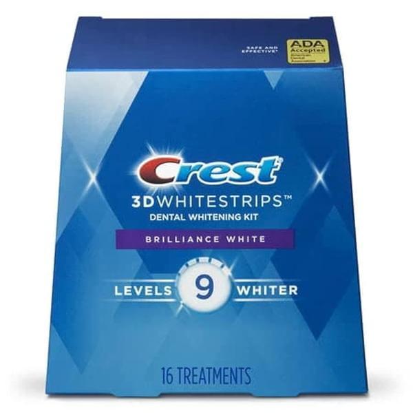 Crest 3D Whitestrips 브릴리언스 화이트, 스트립 32개 = 트리트먼트 16개(상단 1개/하단 1개).