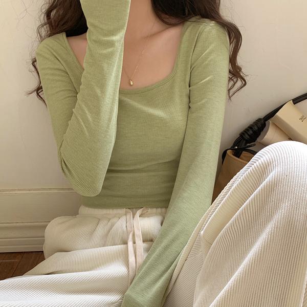 오히 스퀘어 골지 긴팔티 - S23TS525