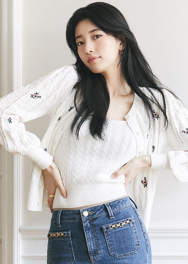 [수지착용]여성 케이블 나시 스웨터(3/31출고 예약상품)