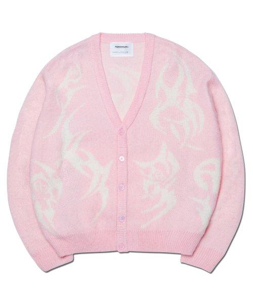 TRIBAL HAIRY CARDIGAN - PINK