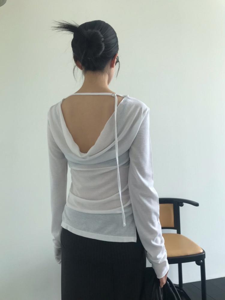 [아이당일] weare 위아 제인티 시스루 드레이프 긴팔티 (2colors)