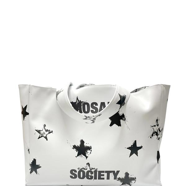 Star big leather bag white