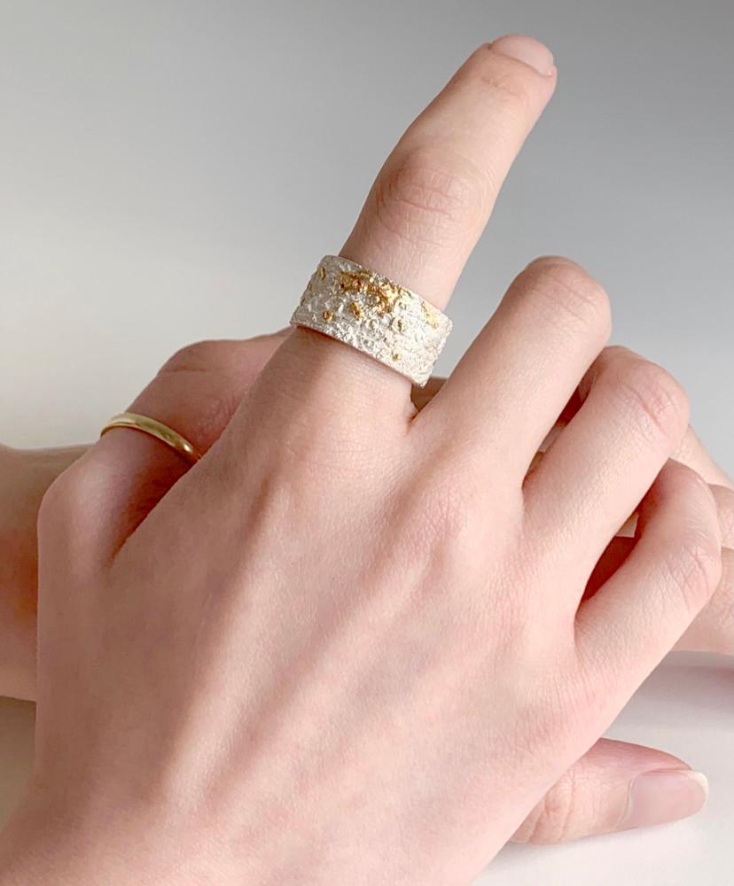 퍼스텐 14K 와이드링 실버925 금 반지