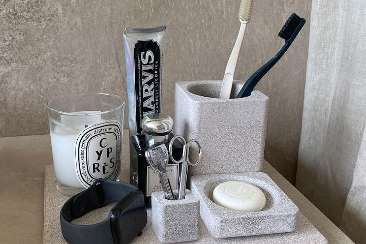 호텔식 프리미엄 규조토 세라믹 원형/사각 칫솔꽂이 4P세트