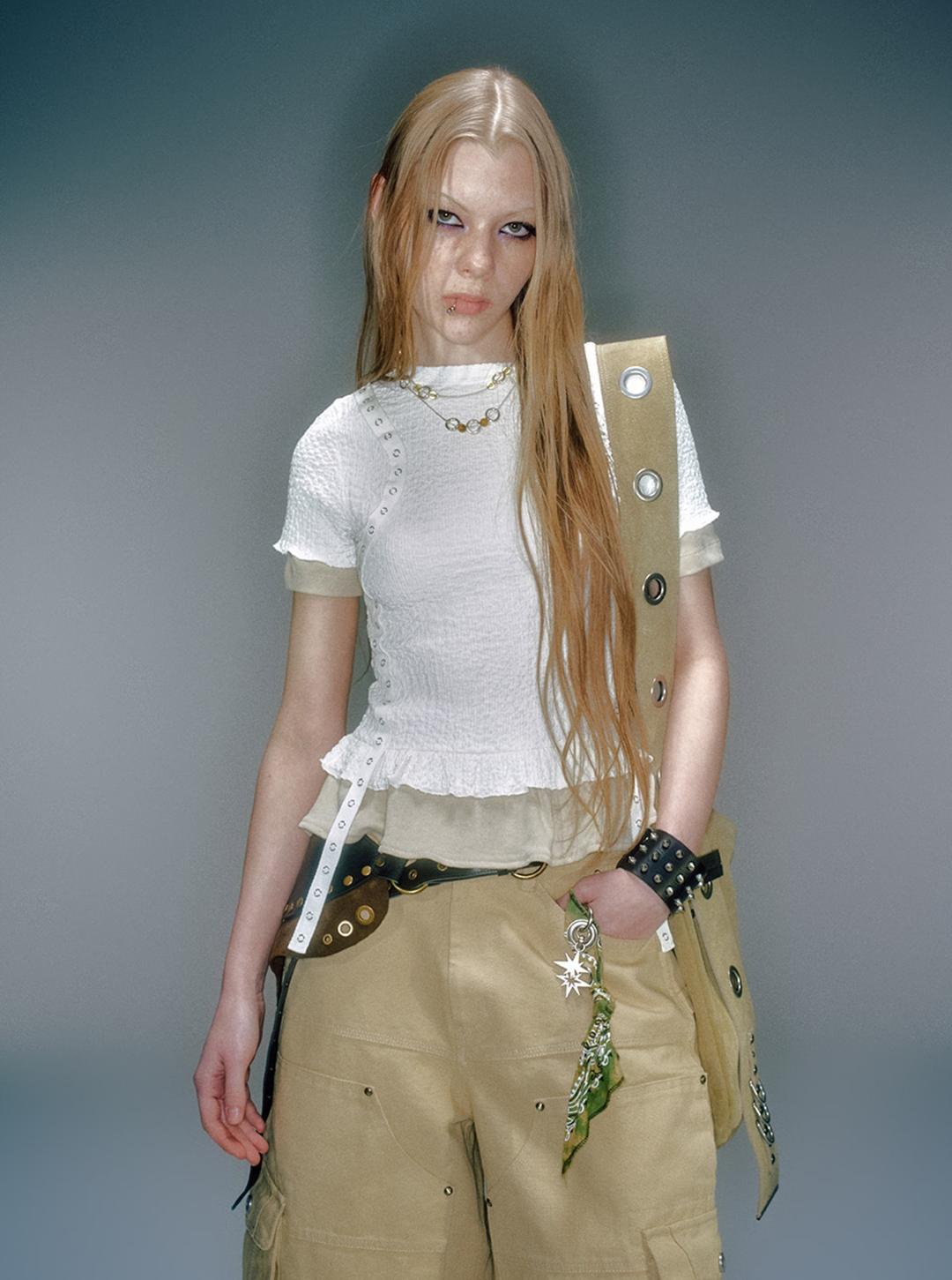 EDEL LAYERED SHIRRING T-SHIRT IVORY