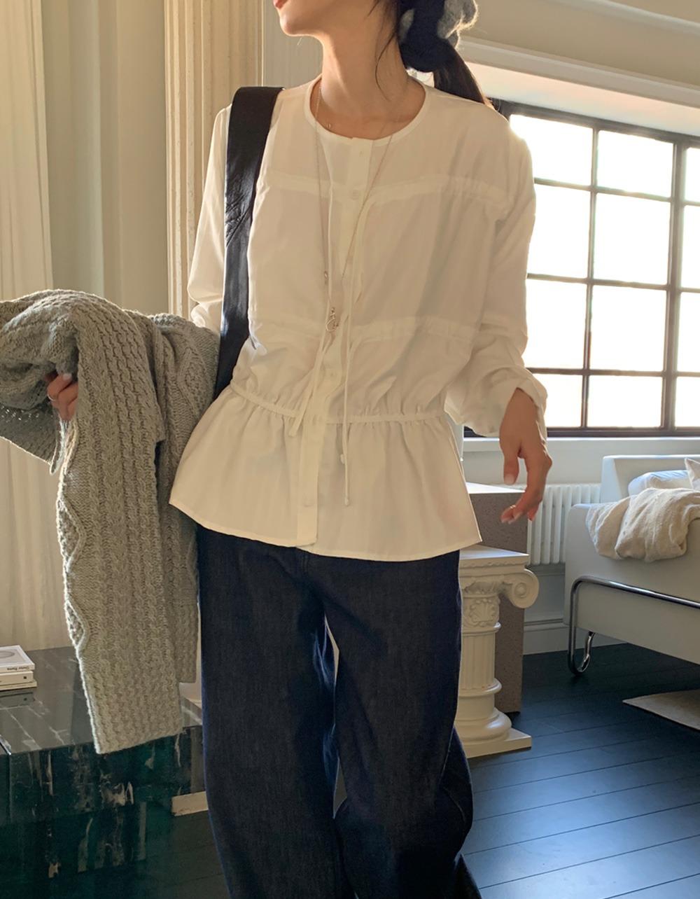 이브닝 셔링 blouse