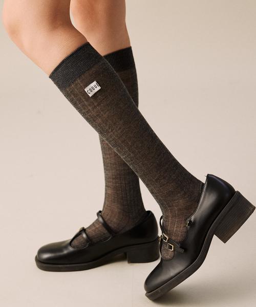 WOOL KNEE SOCKS CHARCOAL