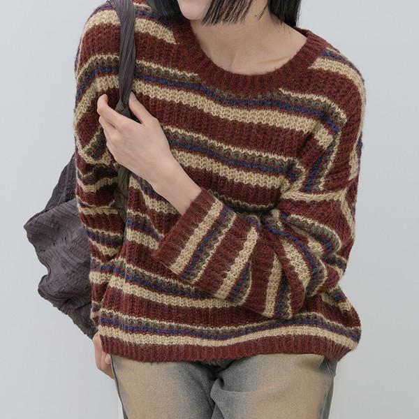 MULTI-STRIPE CABLE KNIT (2COLOR)