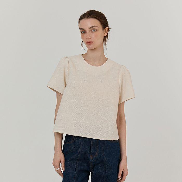 Tweed A Line Blouse_Ivory