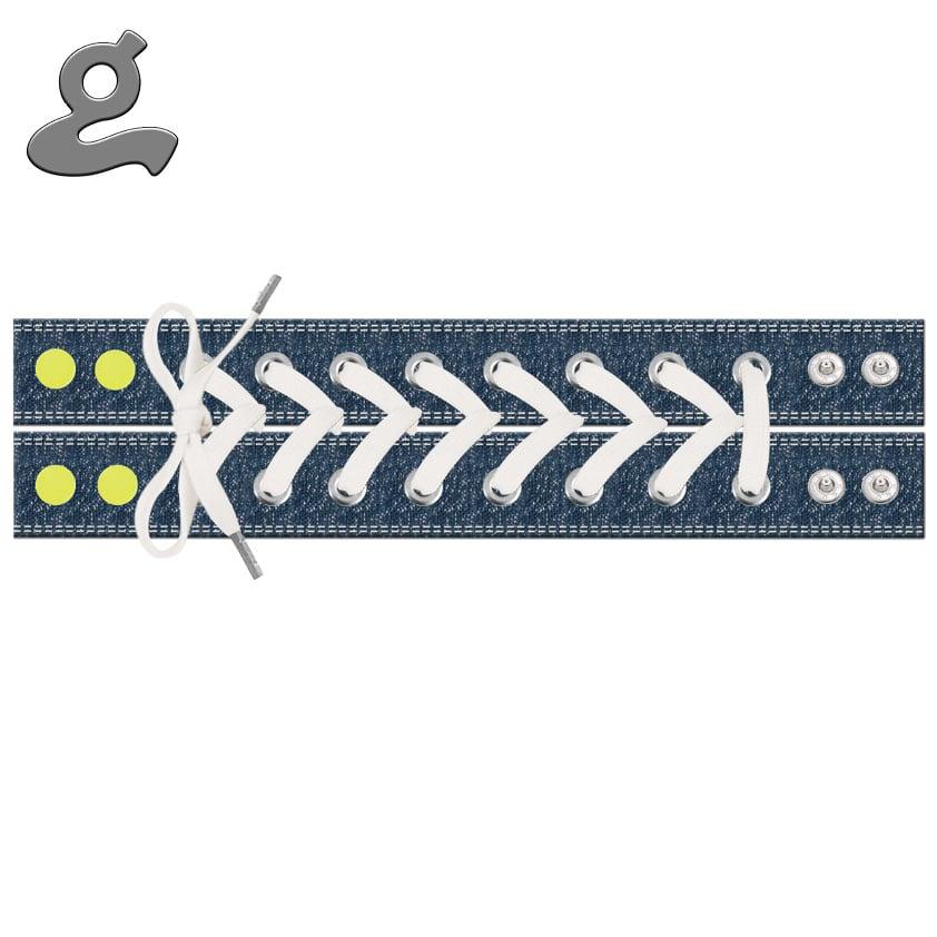 Denim Grey Snap Shoelance Wristband
