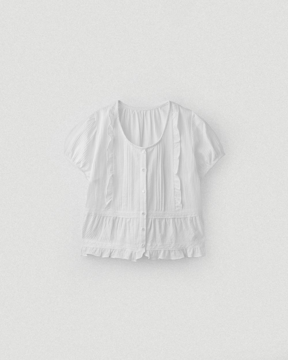 Ruffle Pintuck Blouse_White