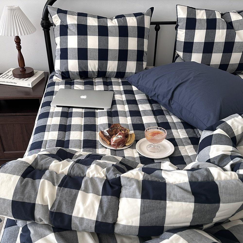 제니 깅엄체크 선염면 차렵이불 침구