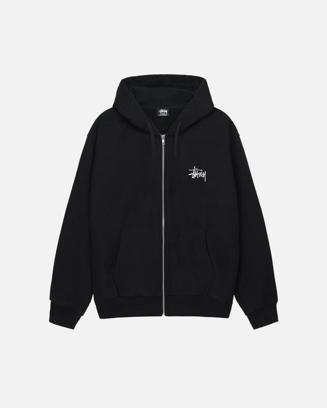 BASIC STÜSSY ZIP HOODIE - Black / S