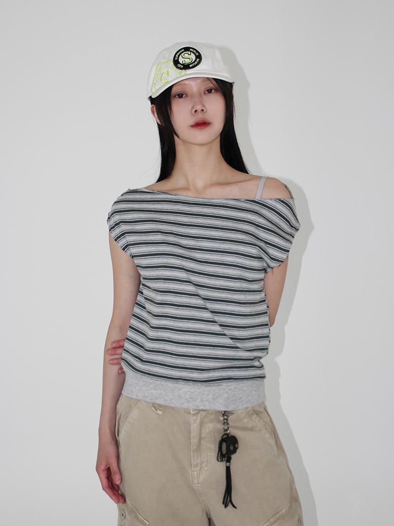아케 (2-WAY) NATURAL SHOULDER T (red / green)