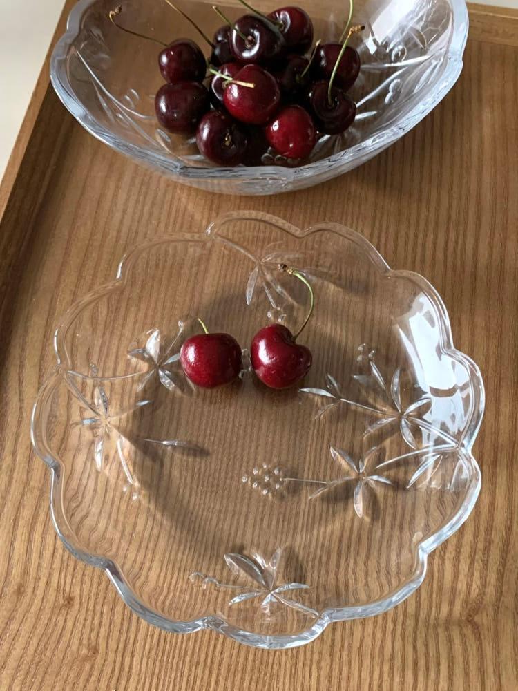 아르보샵 체리 유리 접시 글라스 디저트 유리그릇 앞접시