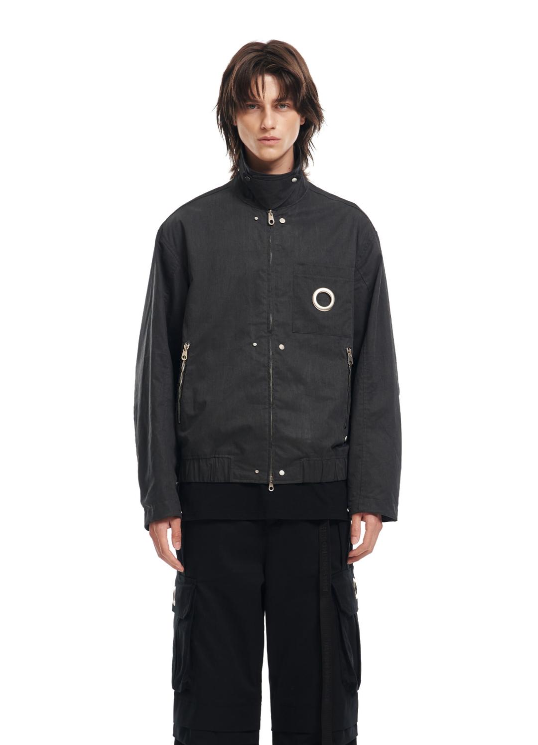 EYELET POCKET WORK JACKET BLACK