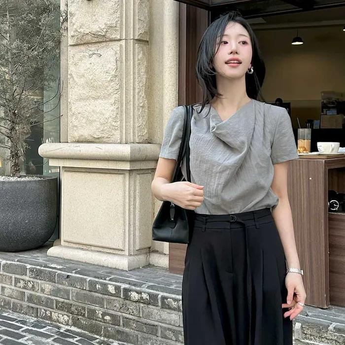 잇미샤 드레이프 카울넥 블라우스 ITQ5ZBL880_2colors