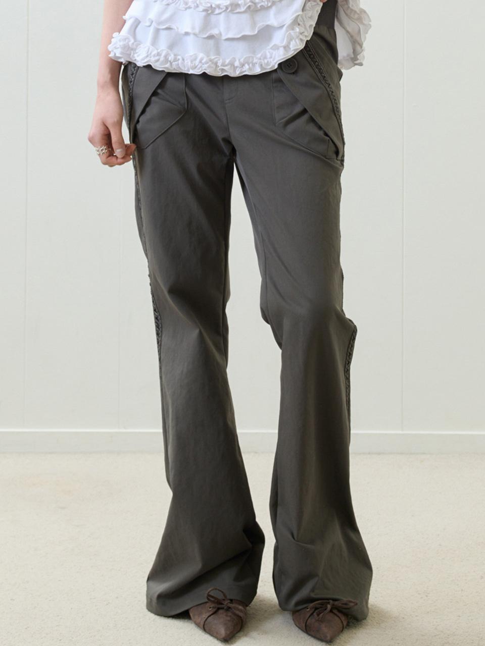EL RIBBON BOOTSCUT PANTS(CHARCOAL)