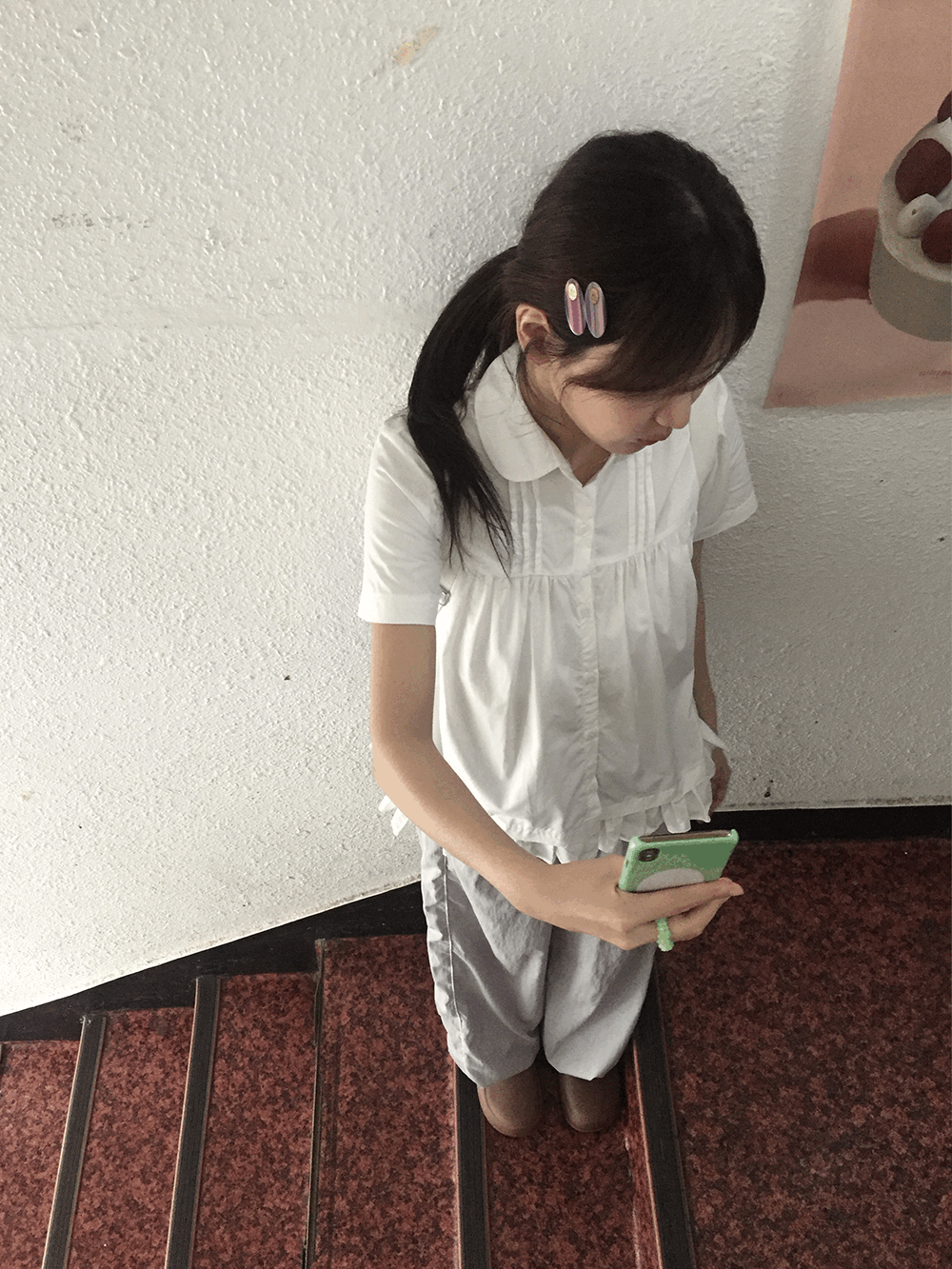 하우유 [오늘배송] 라나 핀턱 프릴 반팔 블라우스 (2c) *아이 당일 출고