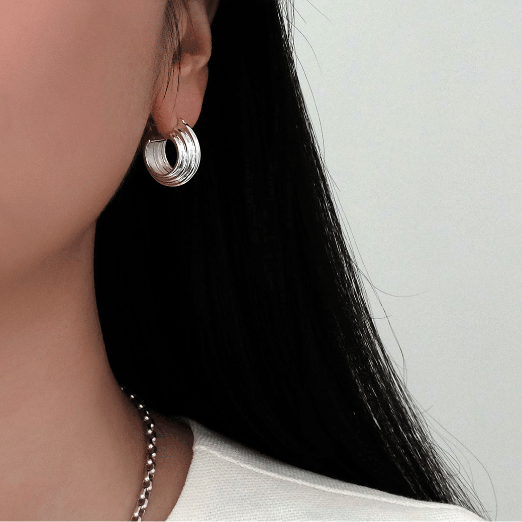 실버925 원터치 스네일 링귀걸이