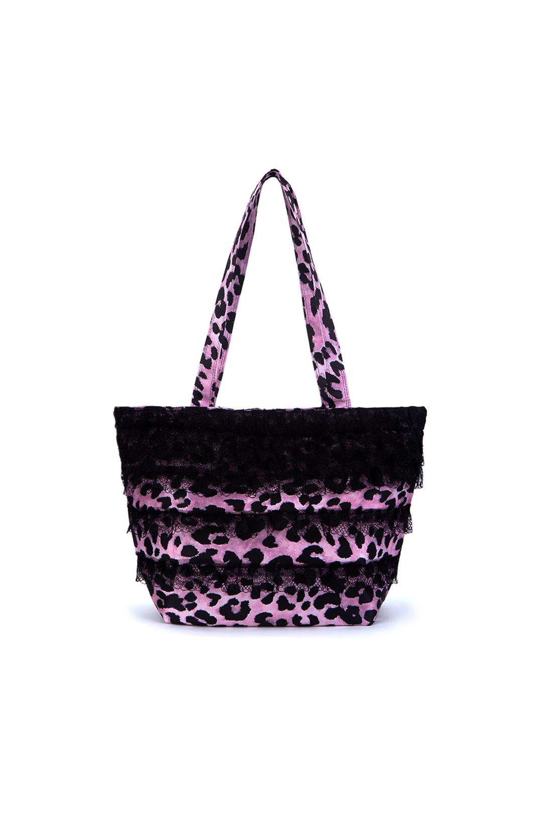 Leopard lace shopper bag pink