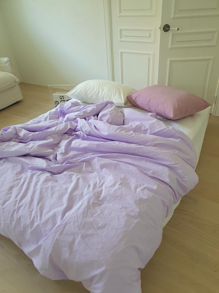 프리미엄 호텔 베딩 고밀도면 사각사각 이불커버 연보라