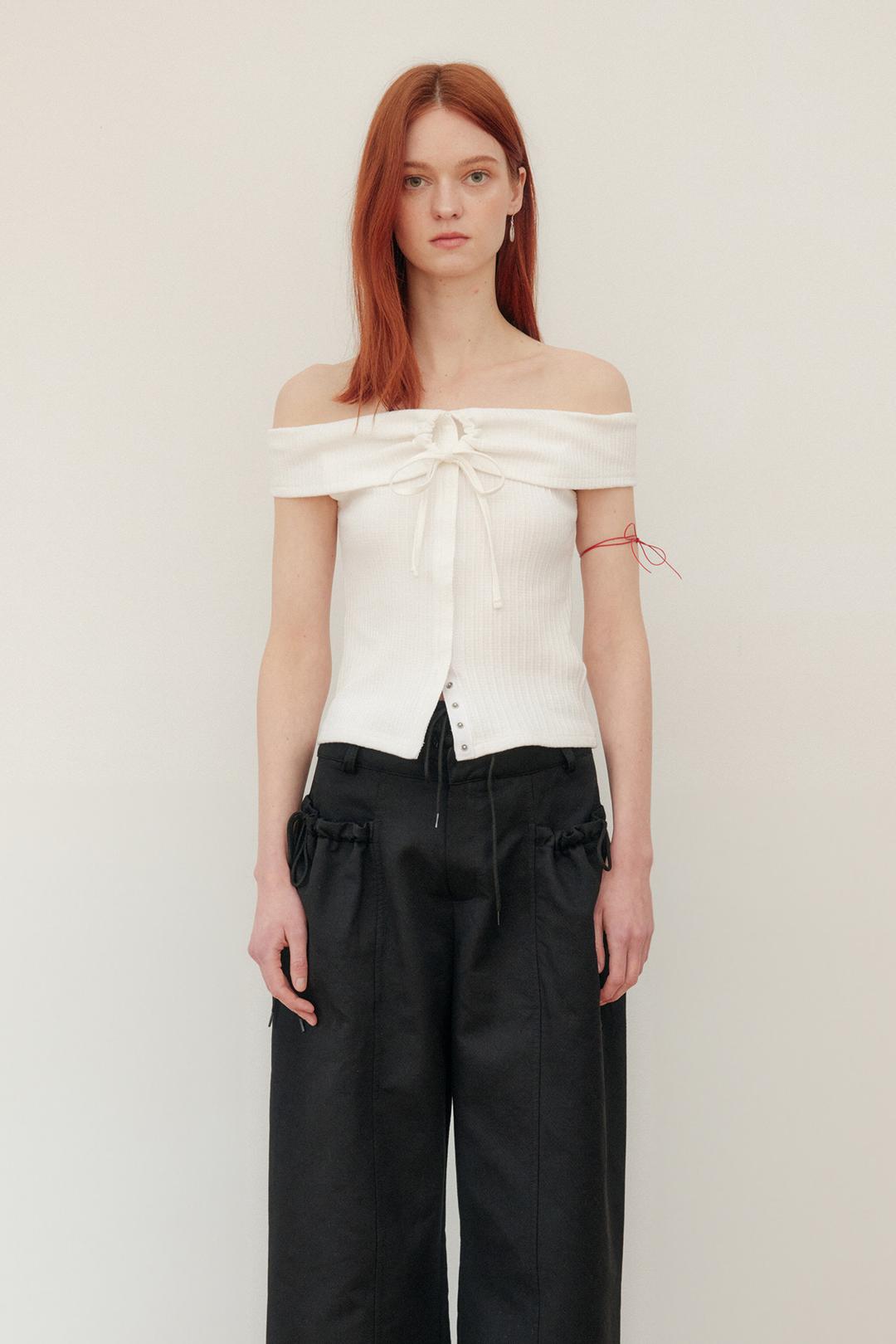 STRING OFF SHOULDER TOP - IVORY