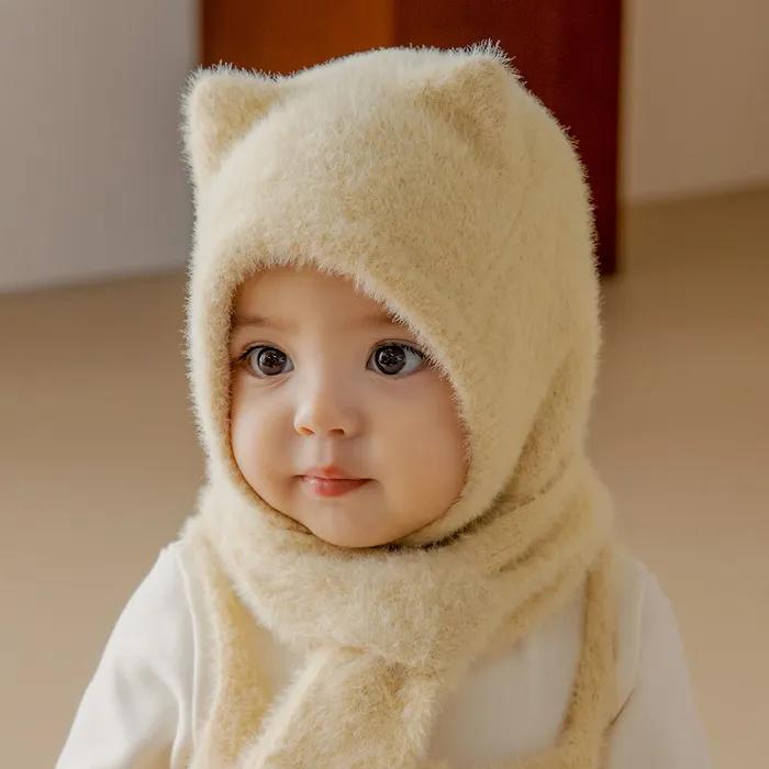 밍크플러피 니트 아기 바라클라바