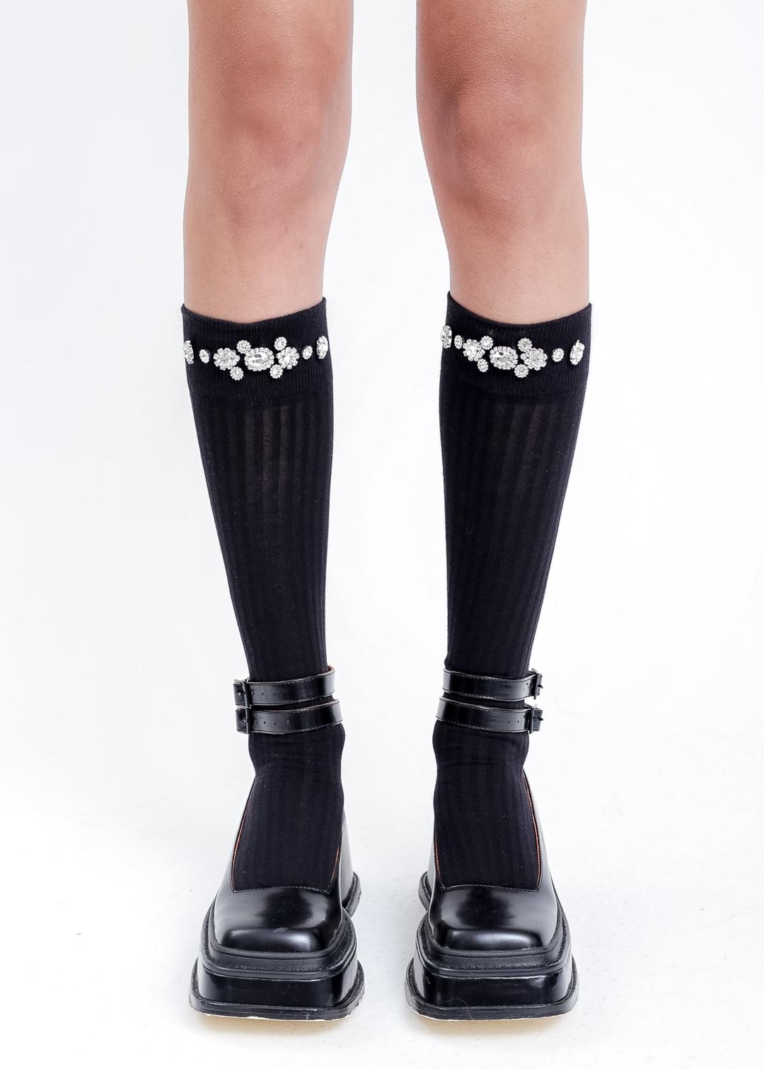 Shushu/Tong White Crystal Socks - Black