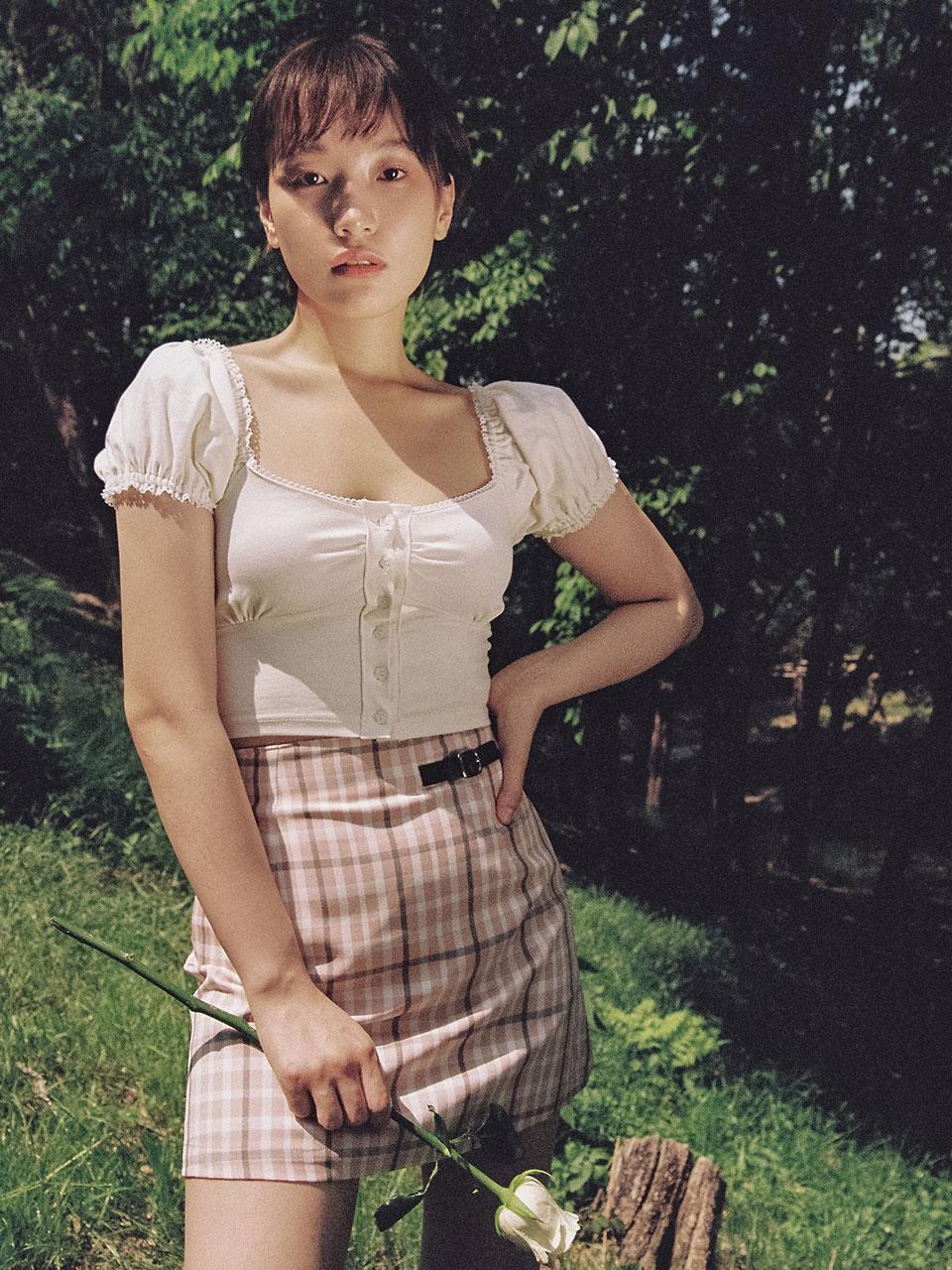 Lace square t-shirt (ivory)