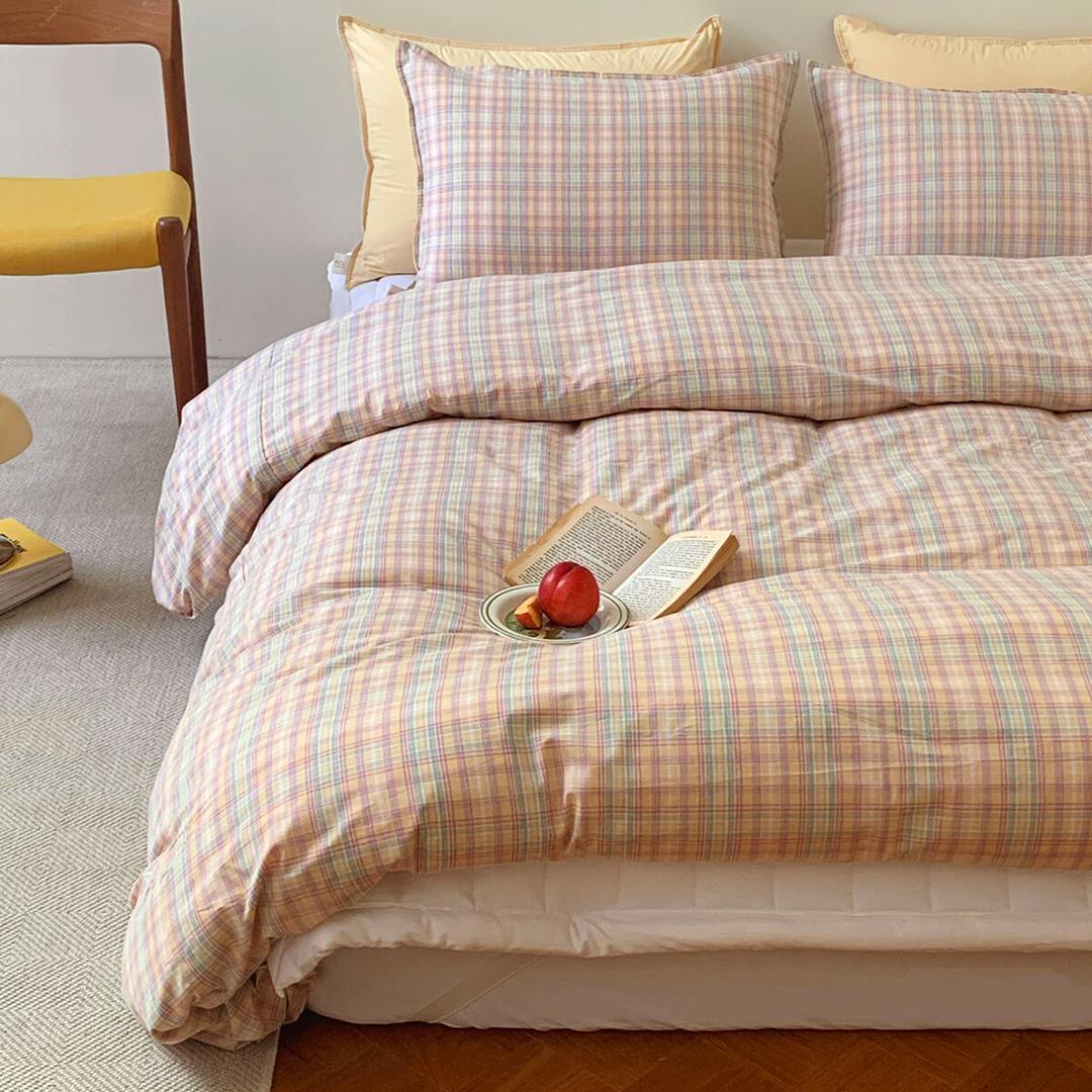 빈티지 런던 체크 60수 고밀도 호텔침구 - 레몬버터 (SS/Q/K)