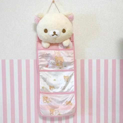 Rilakkuma 걸이식 가방 멀티 레이어 보관 포켓 카와이 쥬얼리 대용량 침실 홈 데코 학생 선물 신제품, 1개
