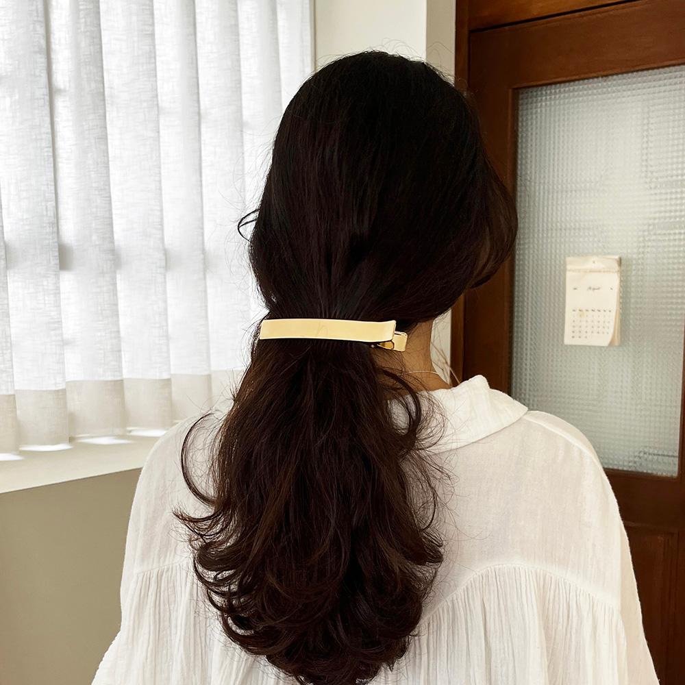 무광 메탈 사각 롱 집게 헤어핀