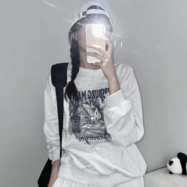 스몰타운 세미크롭 빈티지 맨투맨