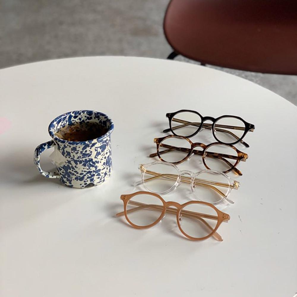 블루라이트차단안경 얇은 뿔테 투명 안경테 시력보호 남자 여자 동글이안경