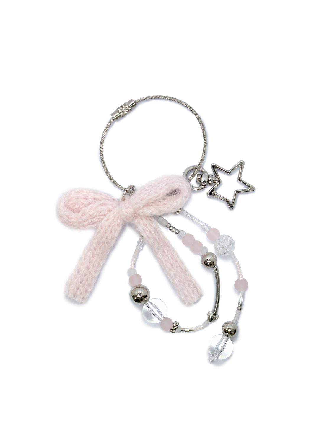 Ribbon Coil Keyring-BABY PINK