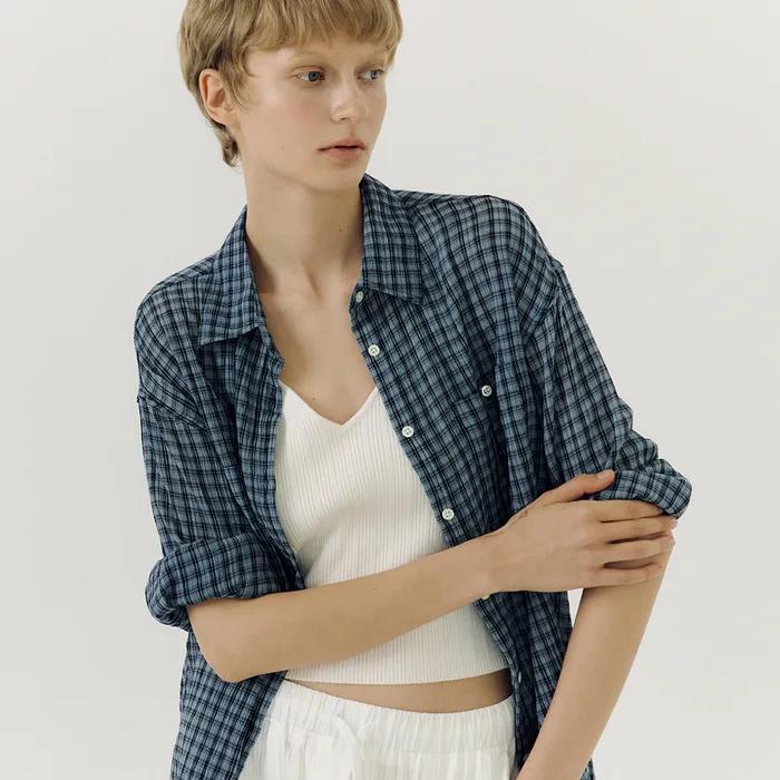 [3rd 7/18 예약 발송] Como check shirt (vintage blue)