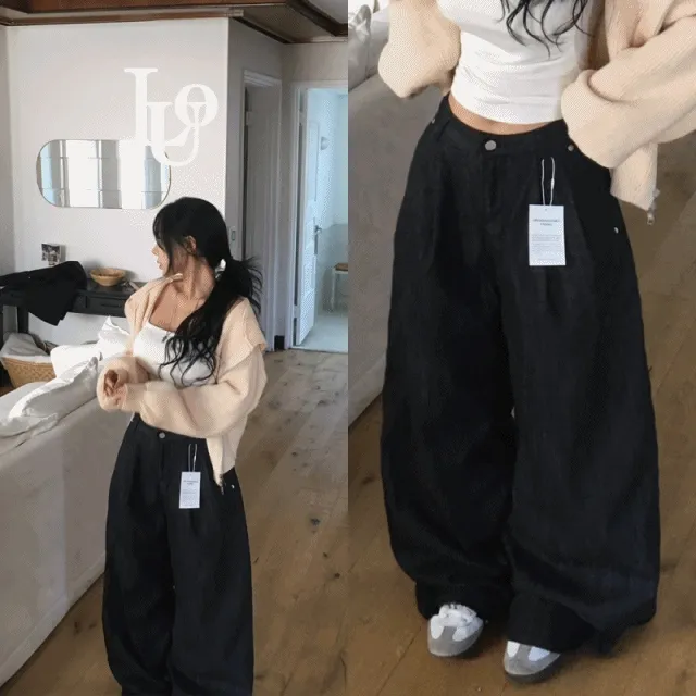 [ 3color / 봄,여름,가을까지~ ] 투턱 롱 와이드 코튼 팬츠