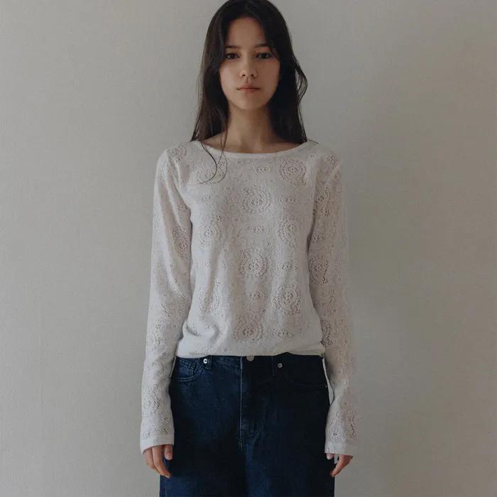 Tina lace long sleeve (white)