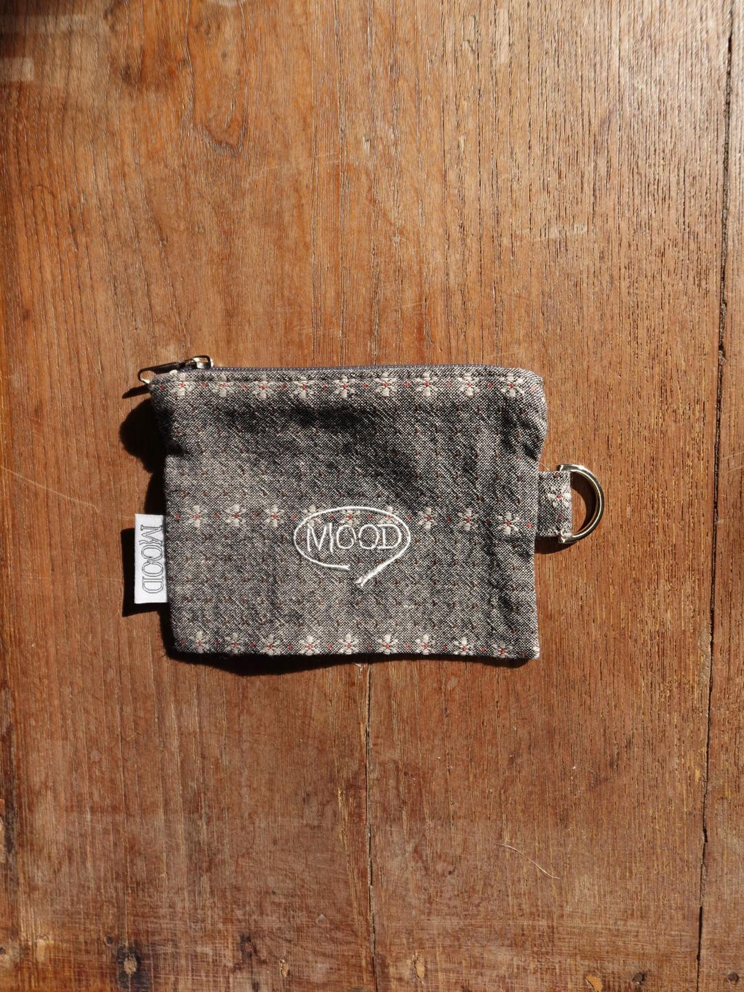 FABRIC CARD WALLET - GRAY FLOWER