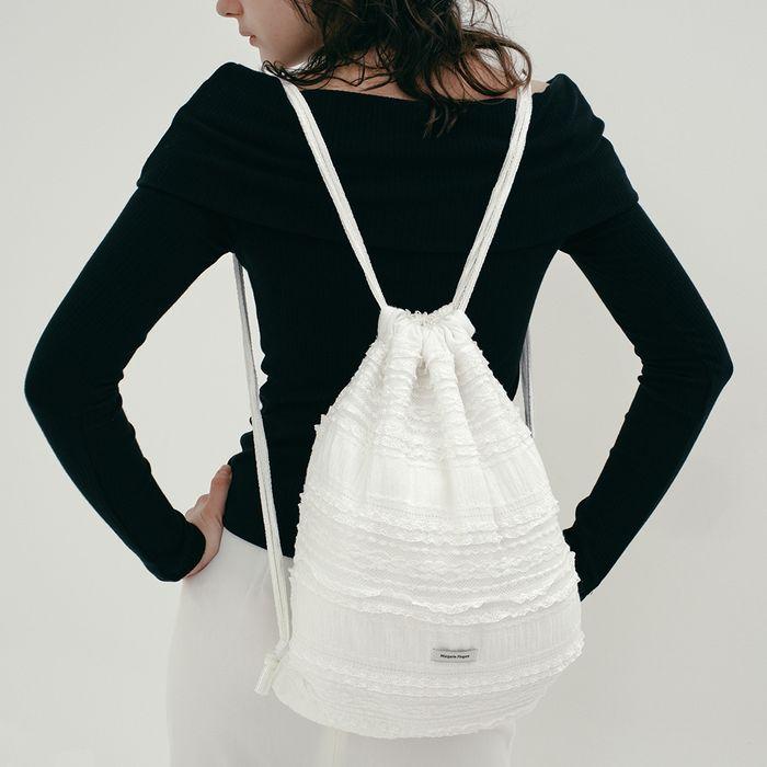 LACE FRILL STRING BAG (WHITE)