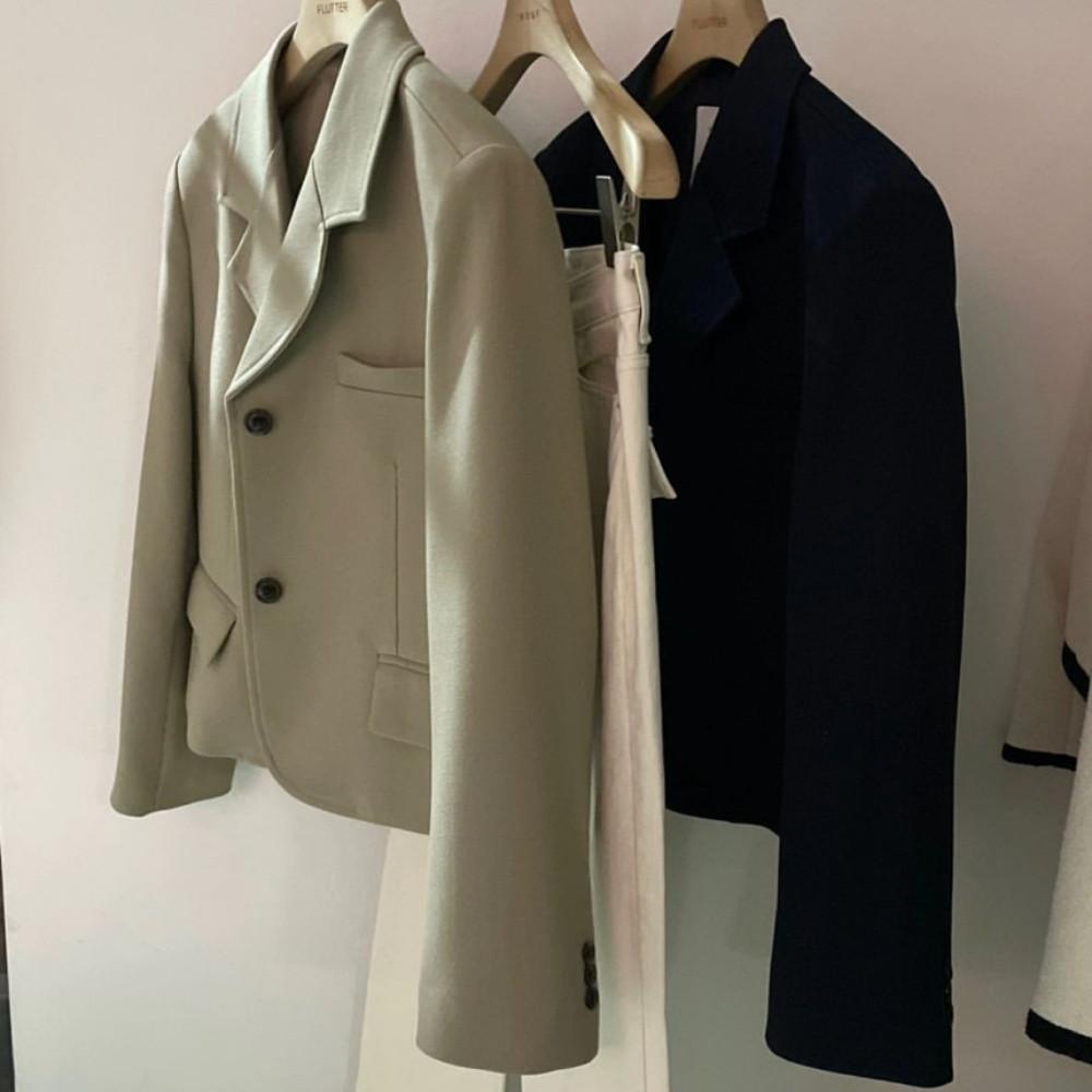 (베이지당일) 플러터 비커밍 카라 자켓