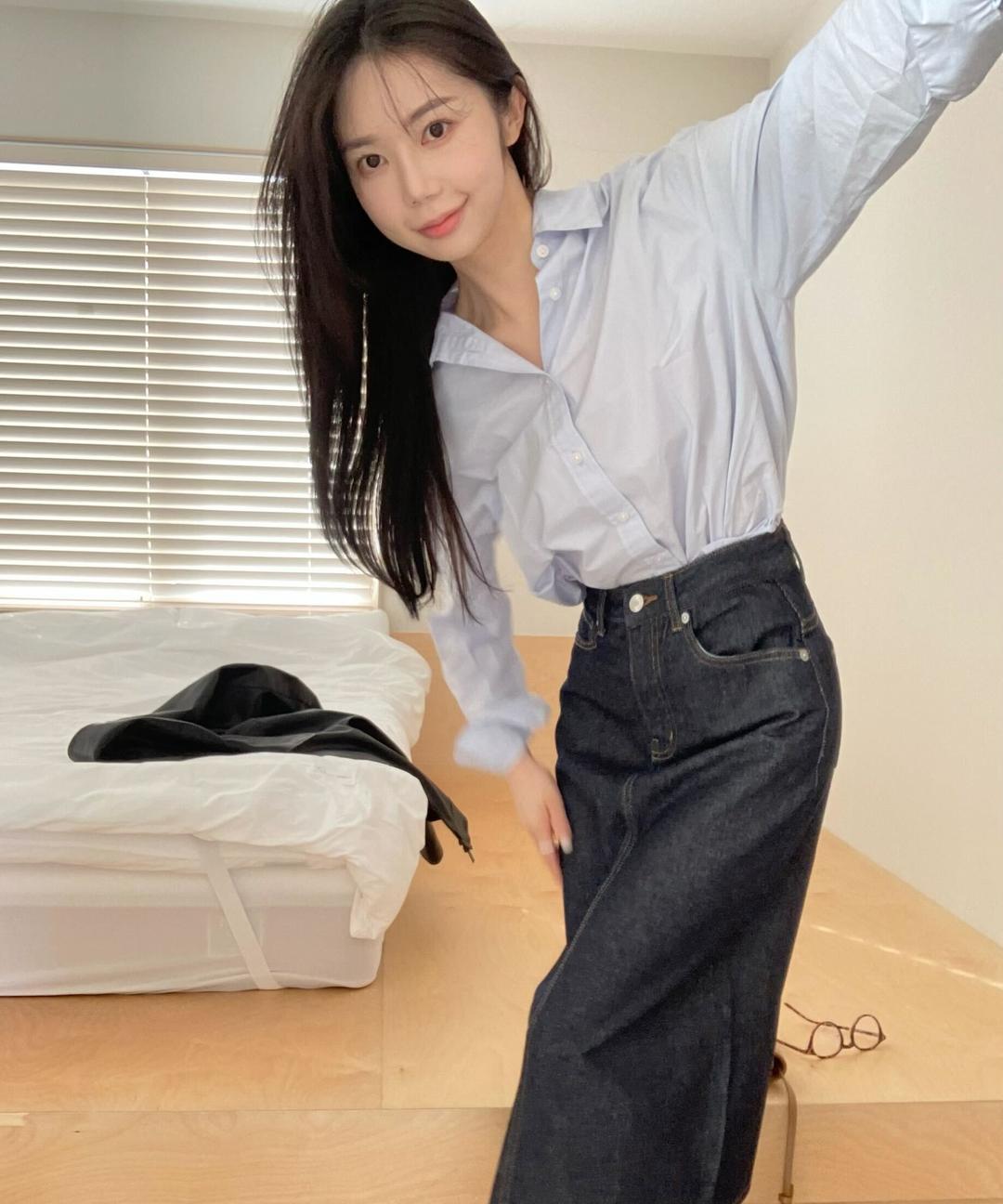 [빛날영 PICK] 데님 롱 스커트 (셋업)_SPWJE23G01