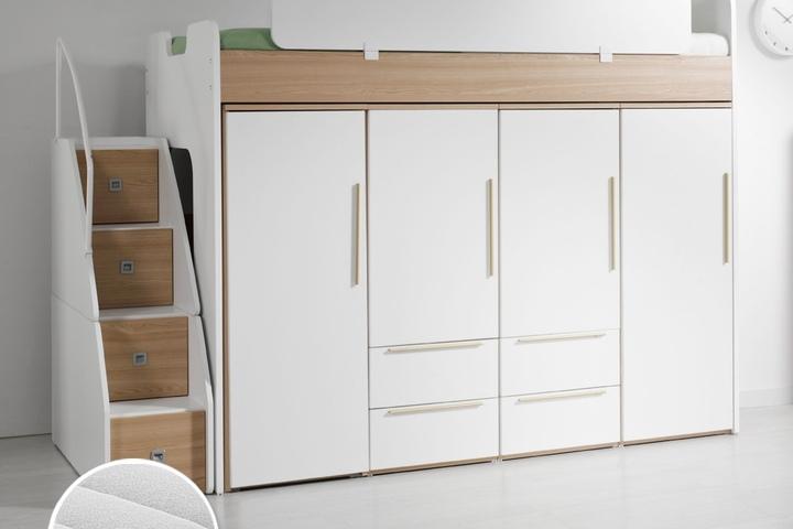 컨셉트MU-E128 수납형계단 벙커침대 옷장4세트